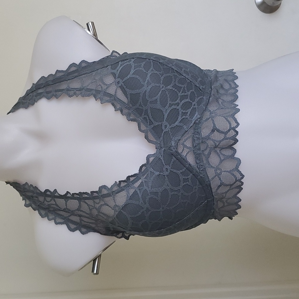 PINK HALTER Bralette Gray  Small sz.30 DD